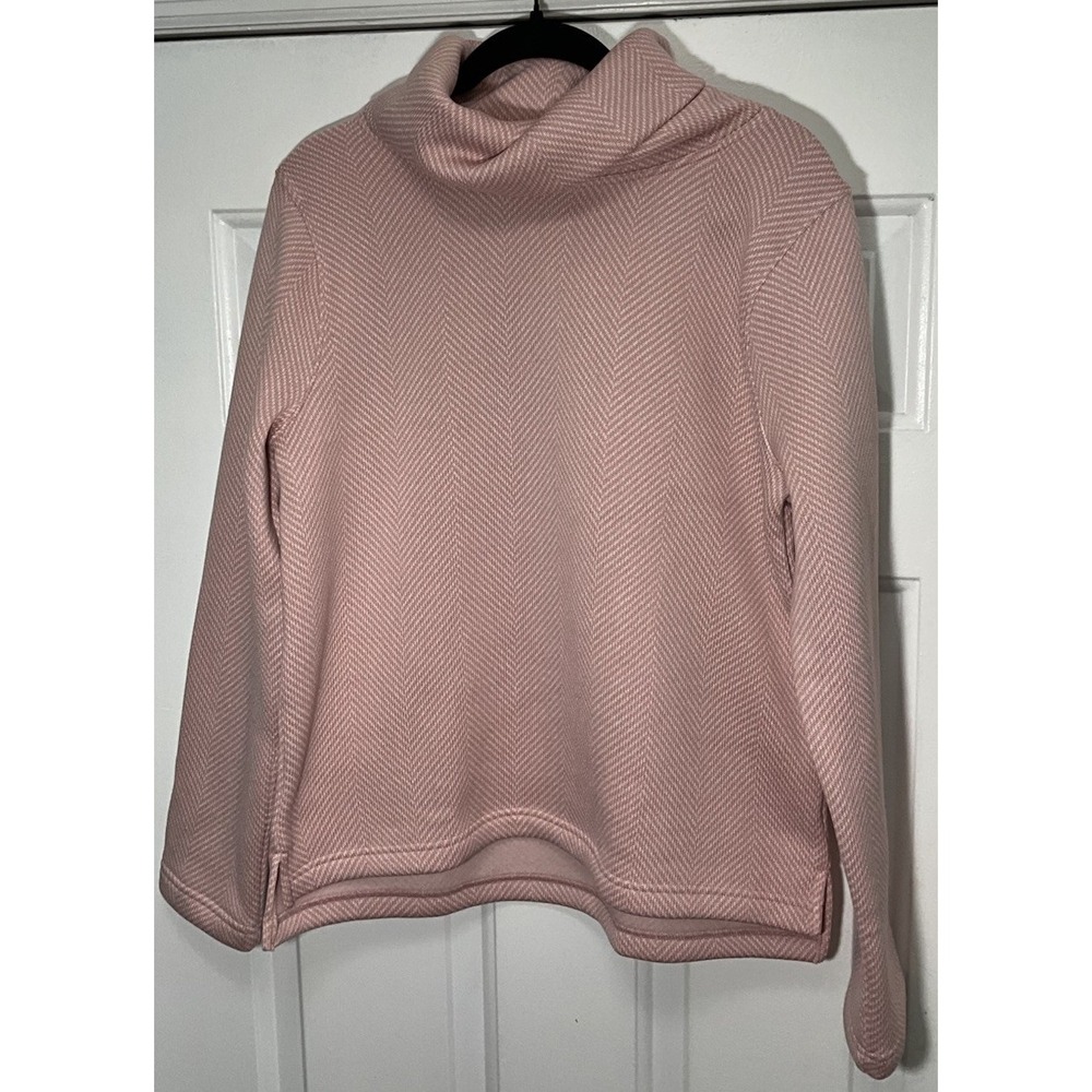 J.Crew Pink Glen Plaid Fleece Long Sleeve Herringbone Cowl Pullover Women Large